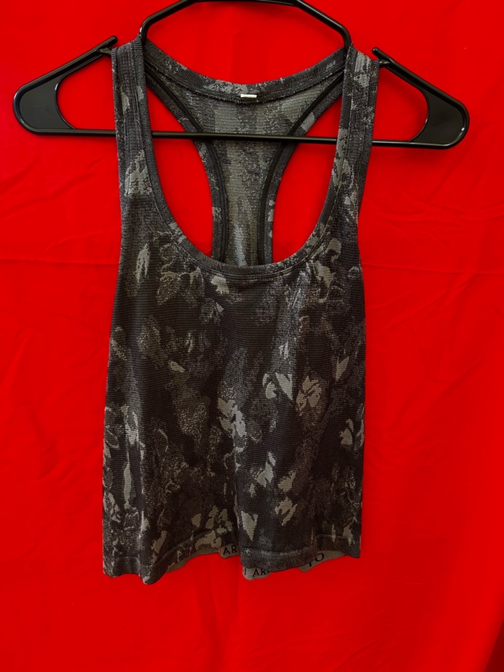 Women's Black Gray Racerback Tank Top - Athletic Floral Print